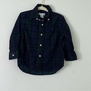 100% cotton plaid toddler boy Ralph Lauren Dark Corduroy button down no flaws